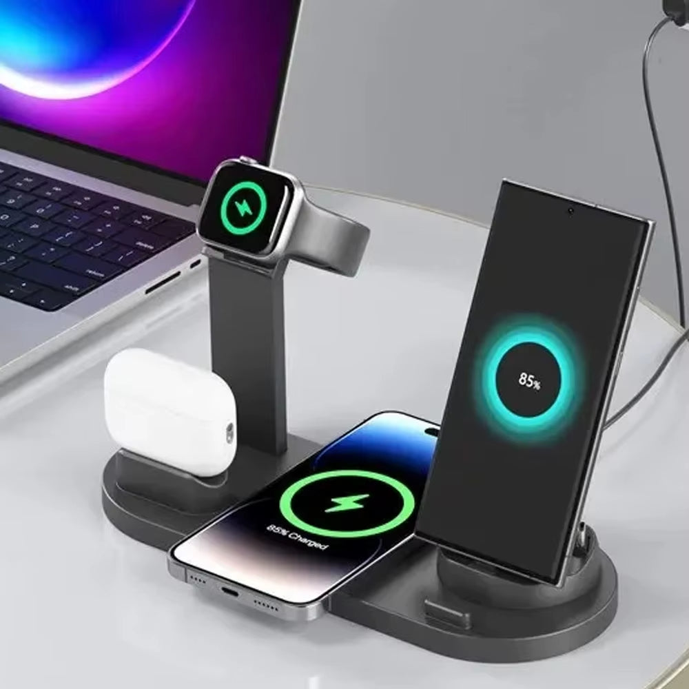 60W 4 in 1 Wireless Charger Stand for Iphone 15 14 13 12 X Samsung Galaxy S22 S21 Apple Watch Airpods Fast Charging Dock Station